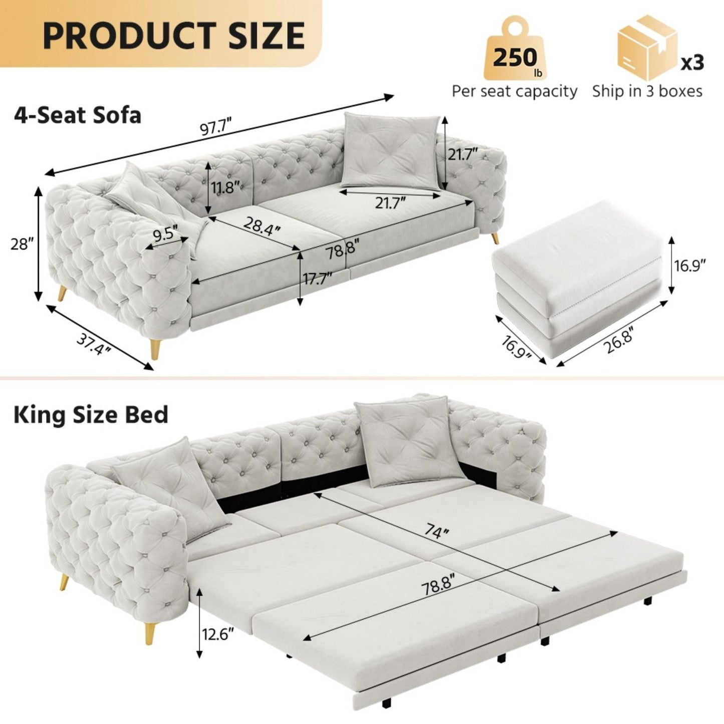 The 3 In 1 Convertible Sofa and Deep Seats
