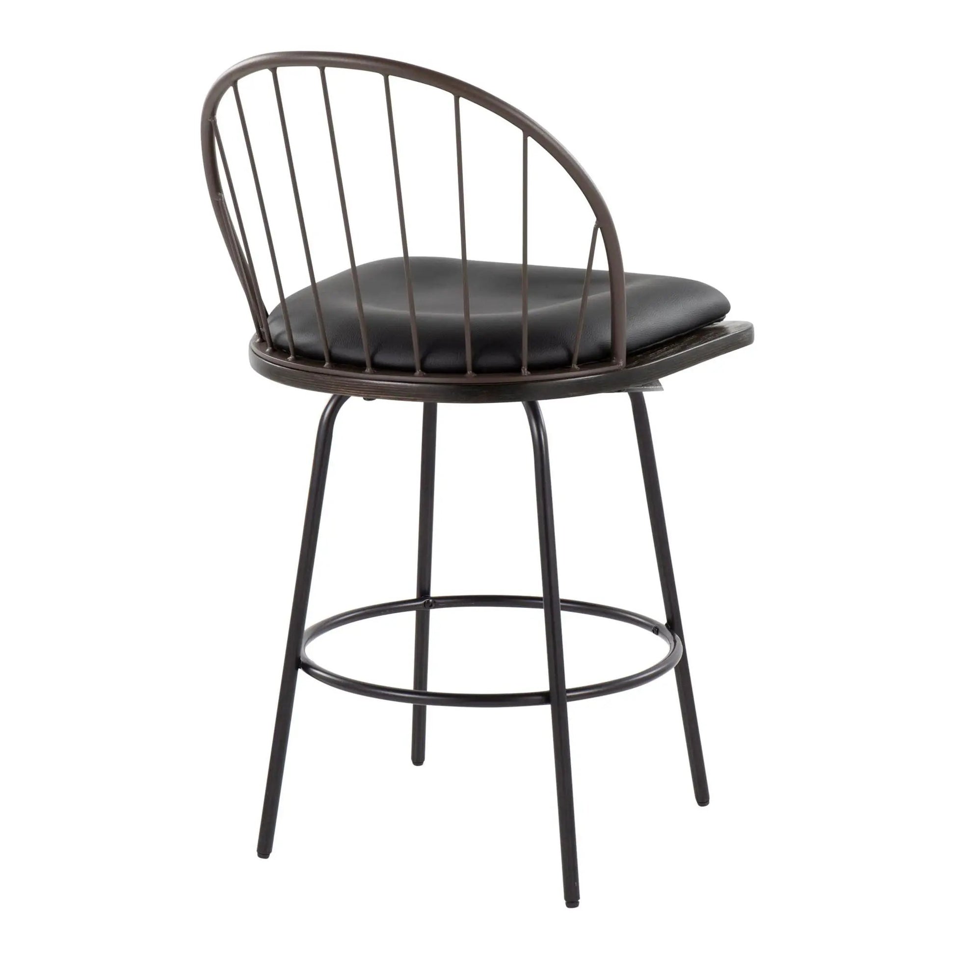 Riley Claire Farmhouse counter stools set of 2, fixed-height swivel, brown, round footrest on Tampa Home & Garden Store