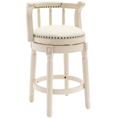 Wooden Bar Stool with Swivel and Contoured Back
