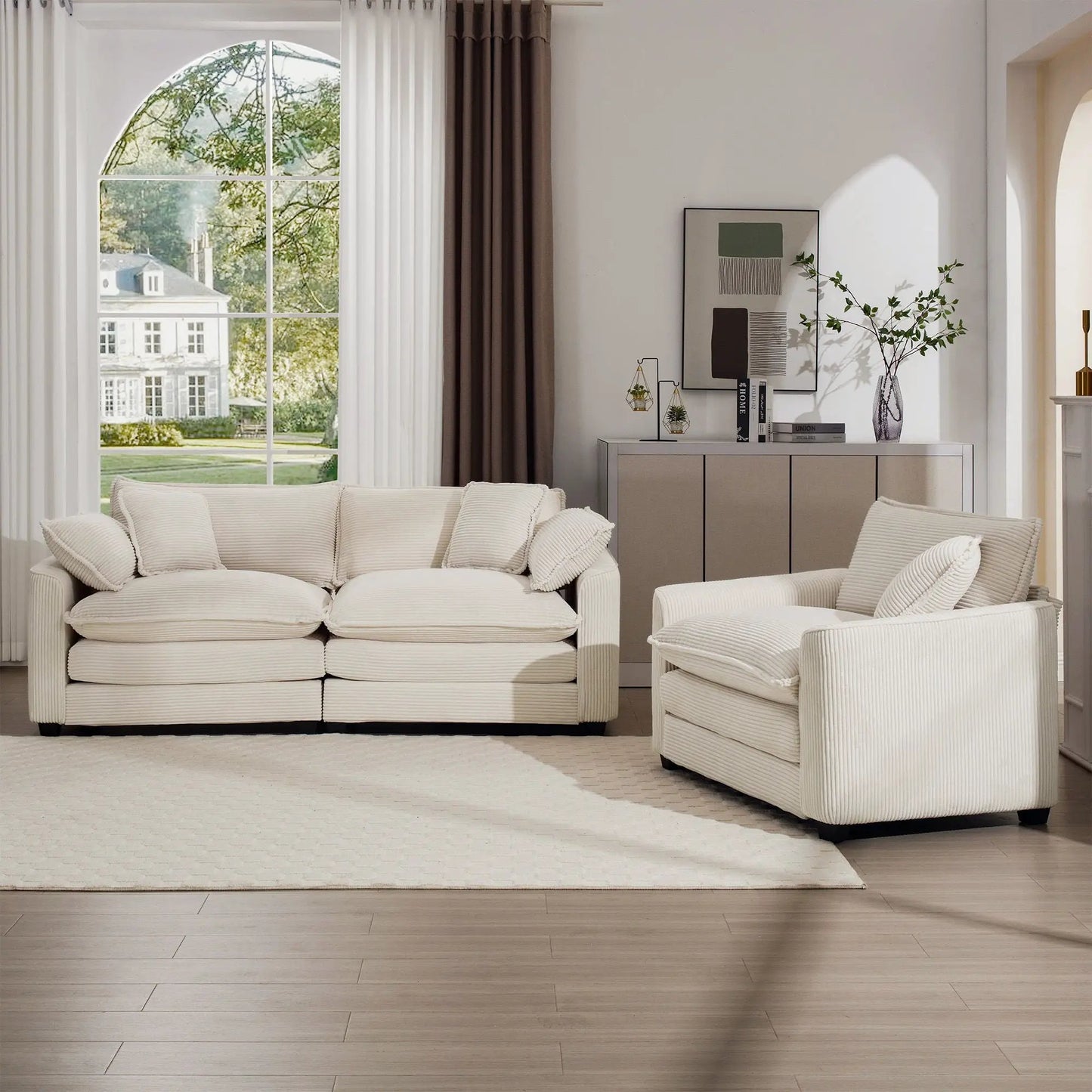Elegant Sectional Sofa Set with Deep Seats