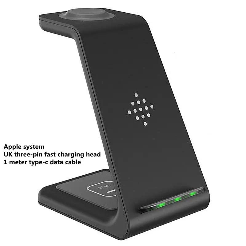 3-in-1 fast wireless charging stand for phone, black with top circular pad and LED indicator on Tampa Home & Garden Store