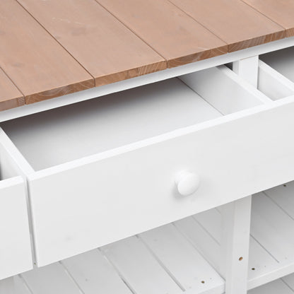 TOPMAX 65.7in potting bench with natural wood top and white base, drawer knob on Tampa Home & Garden Store