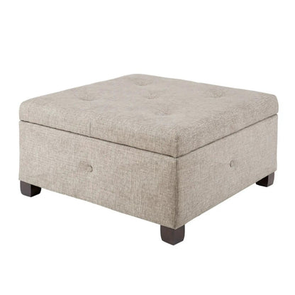 Aspen storage ottoman beige linen with dark legs; soft-close lid by Unique Piece on Tampa Home & Garden Store