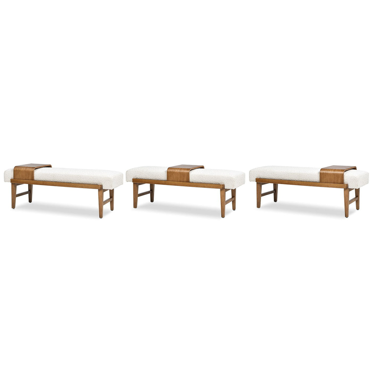 Modern Telephone Bench with Sliding Shelf ivory upholstery bench set of 3, wooden frame on Tampa Home & Garden Store