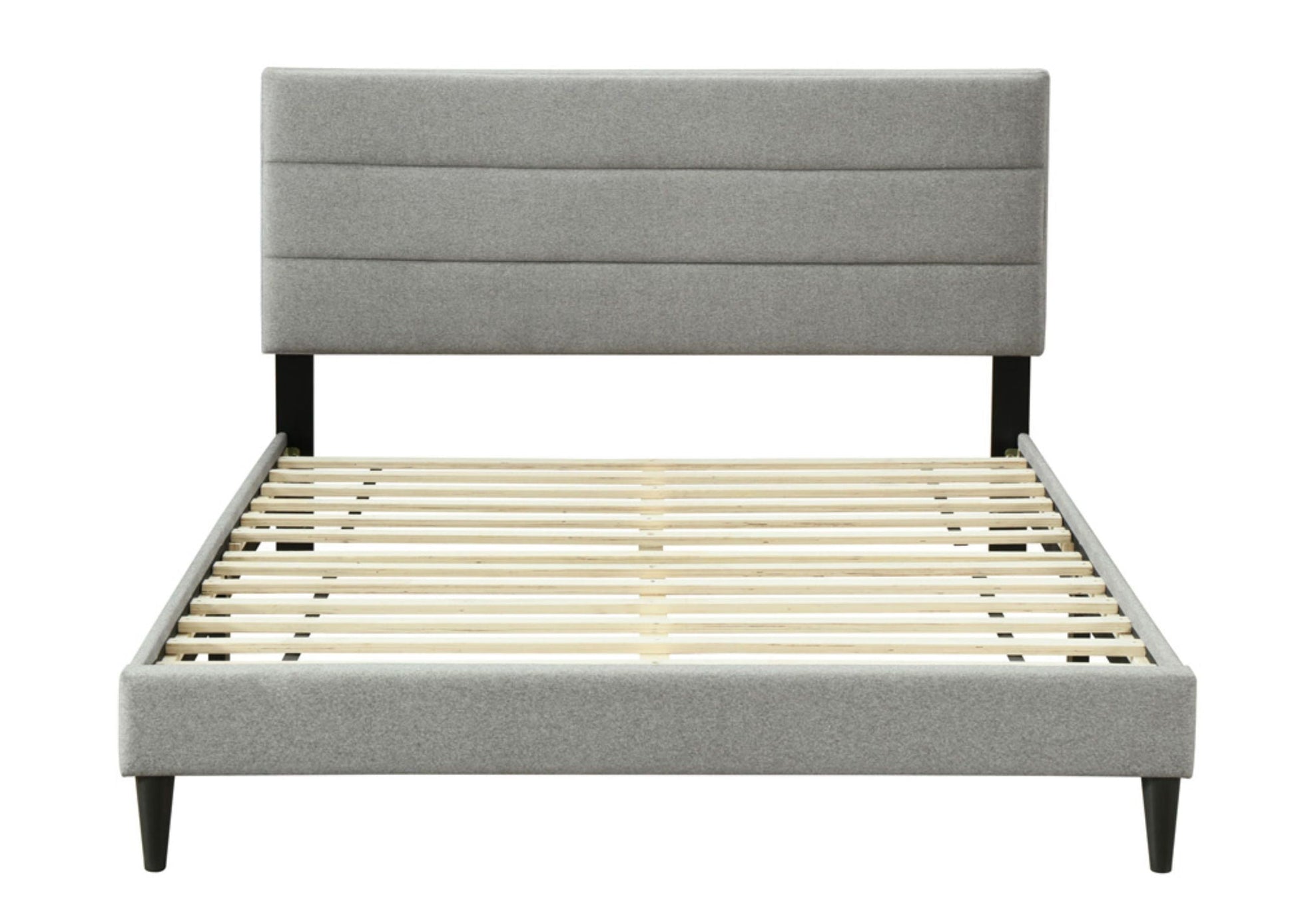 Full sized channel bed with USB, grey upholstered platform bed by HouseOfZazla on Tampa Home & Garden Store
