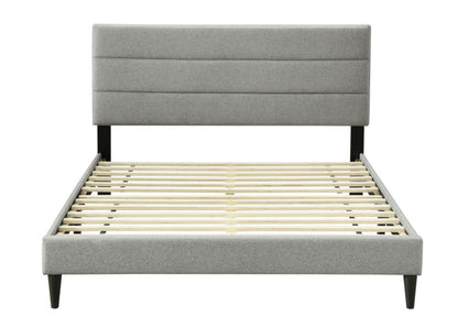 Full sized channel bed with USB, grey upholstered platform bed by HouseOfZazla on Tampa Home & Garden Store