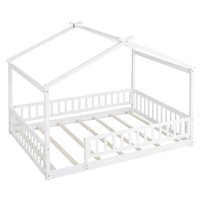 Bed House Bed Frame With Fence white wood canopy bed frame with slatted sides on Tampa Home & Garden Store
