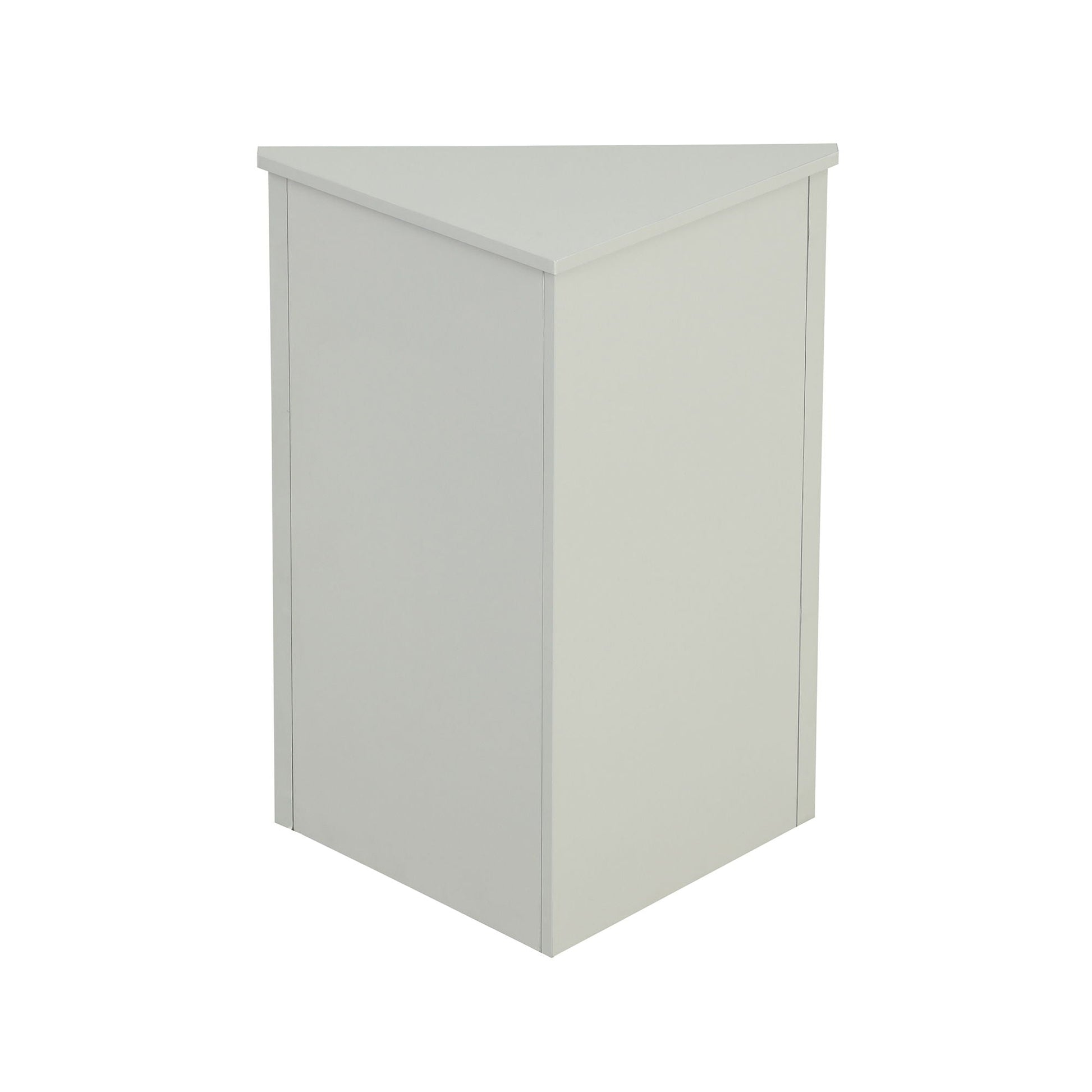 Triangle bathroom storage cabinet with adjustable shelves in light gray freestanding cabinet on Tampa Home & Garden Store