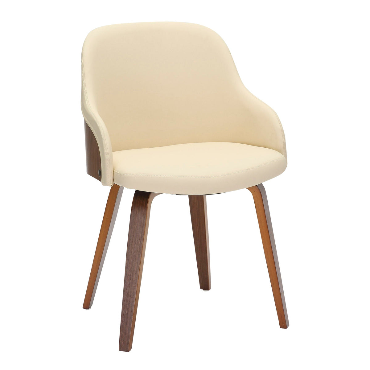 Mid Century Modern Dining Arm Chair with beige upholstery and dark wood legs HouseOfZazla on Tampa Home & Garden Store