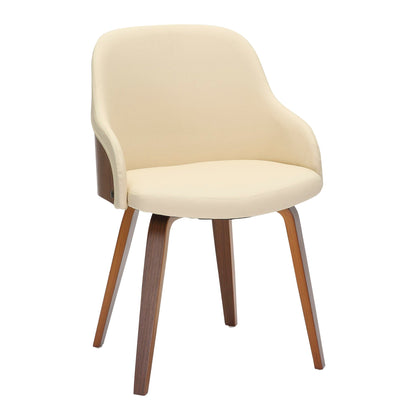 Mid Century Modern Dining Arm Chair with beige upholstery and dark wood legs HouseOfZazla on Tampa Home & Garden Store