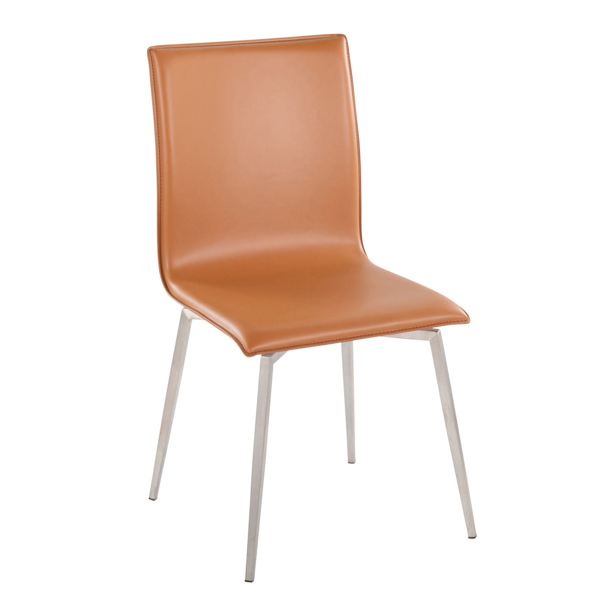 Contemporary upholstered chair tan faux leather with metal legs on Tampa Home & Garden Store