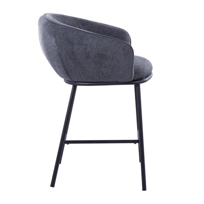 Ashland Contemporary Counter Stool set of 2, charcoal gray fabric seat with black metal legs on Tampa Home & Garden Store