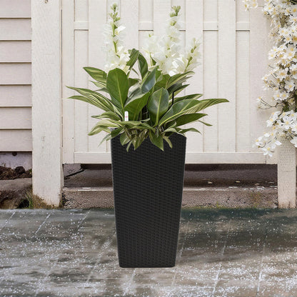 Pack of 2 square black wicker planters with automatic watering system HouseOfZazla on Tampa Home & Garden Store
