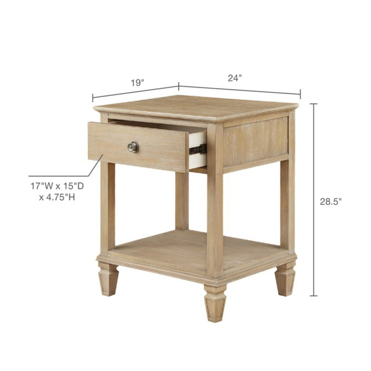 Bedside table with drawer and shelf in light natural wood finish, HouseOfZazla nightstand on Tampa Home & Garden Store