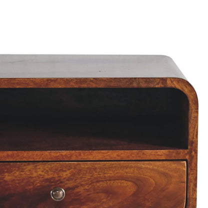 Curved Upper Slot Floating Nightstand with Drawer