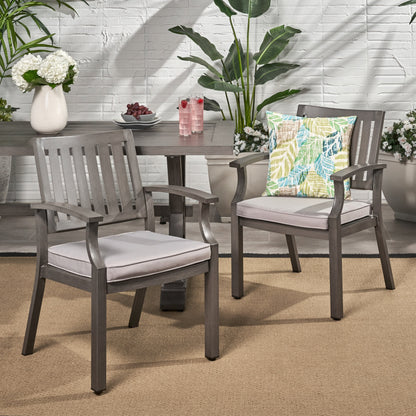 Outdoor Aluminum Dining Chair and Cushion Set 2