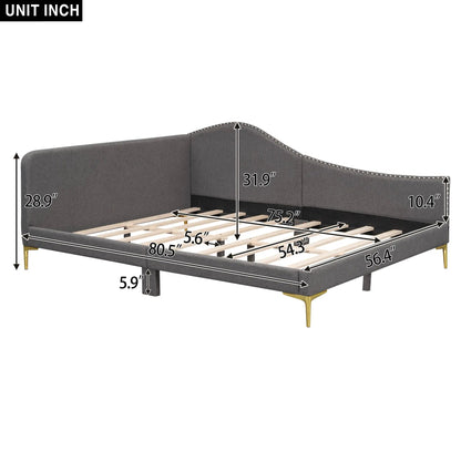 Upholstered Daybed with Headboard and Armrest
