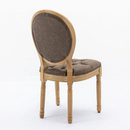French style solid wood dining chair with brown tufted cushion and nailhead trim, light frame on Tampa Home & Garden Store