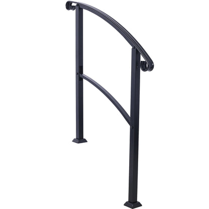 Sturdy Black Outdoor Steps and Porch Handrail