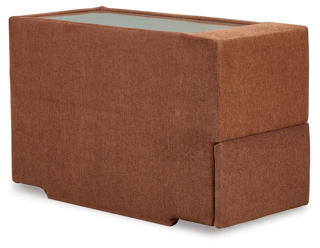 Modmax Sectional Spice upholstered module in rust fabric with glass top Unique Piece Furniture on Tampa Home & Garden Store