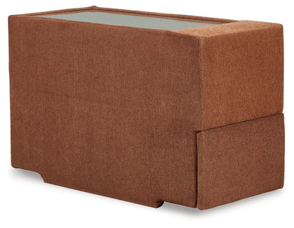 Modmax Sectional Spice upholstered module in rust fabric with glass top Unique Piece Furniture on Tampa Home & Garden Store