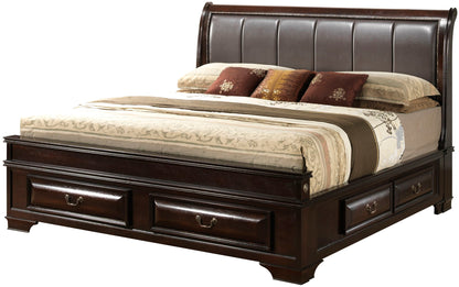 Lavita storage bed with dark wood frame and brown headboard, drawers HouseOfZazla on Tampa Home & Garden Store