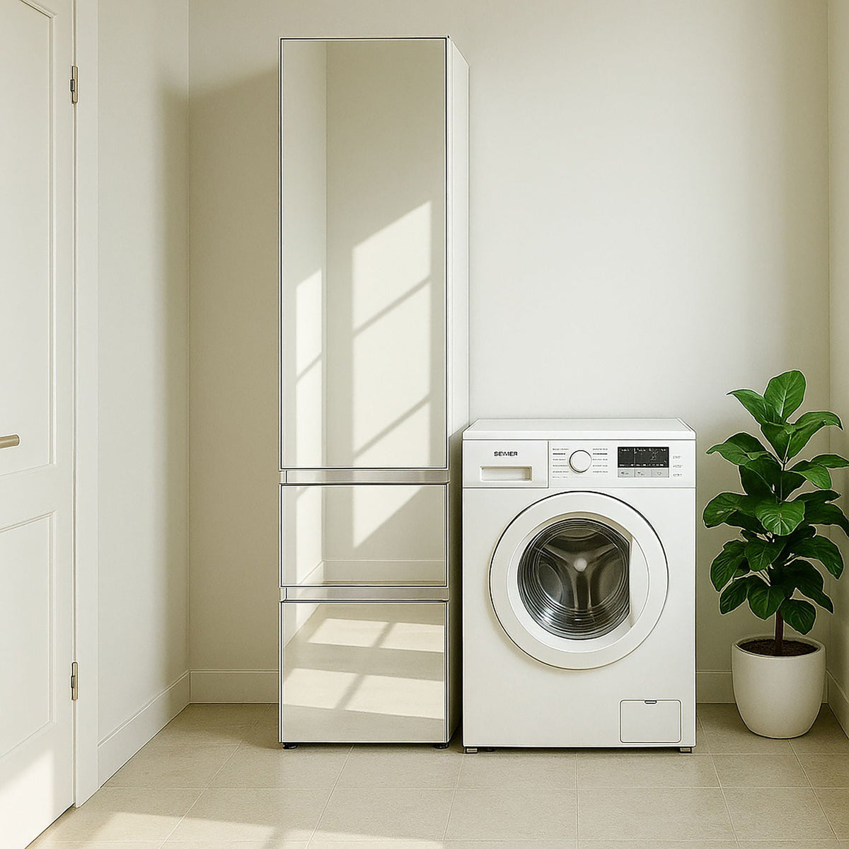 White Slim Modular Closet Cabinet with Mirror by HouseOfZazla, part of triple wardrobes on Tampa Home & Garden Store