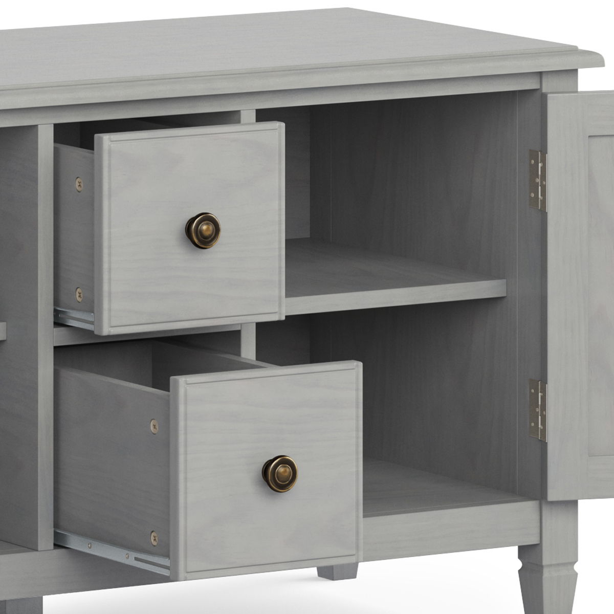 TV stand HouseOfZazla in gray solid wood with 2 drawers and cabinet door for wide storage on Tampa Home & Garden Store