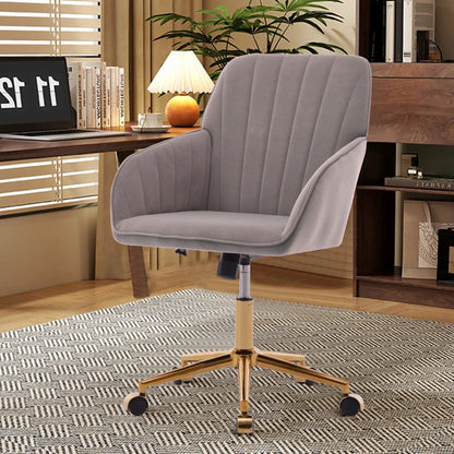 Adjustable ergonomic swivel office chair with gray fabric and padded arms on Tampa Home & Garden Store