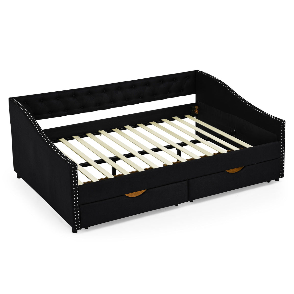 Upholstered Tufted Daybed with Storage Drawers