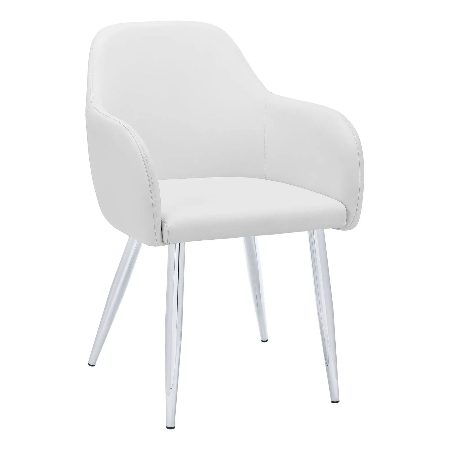 Dining side chairs upholstered white fabric with chrome legs, contemporary set of 2 on Tampa Home & Garden Store