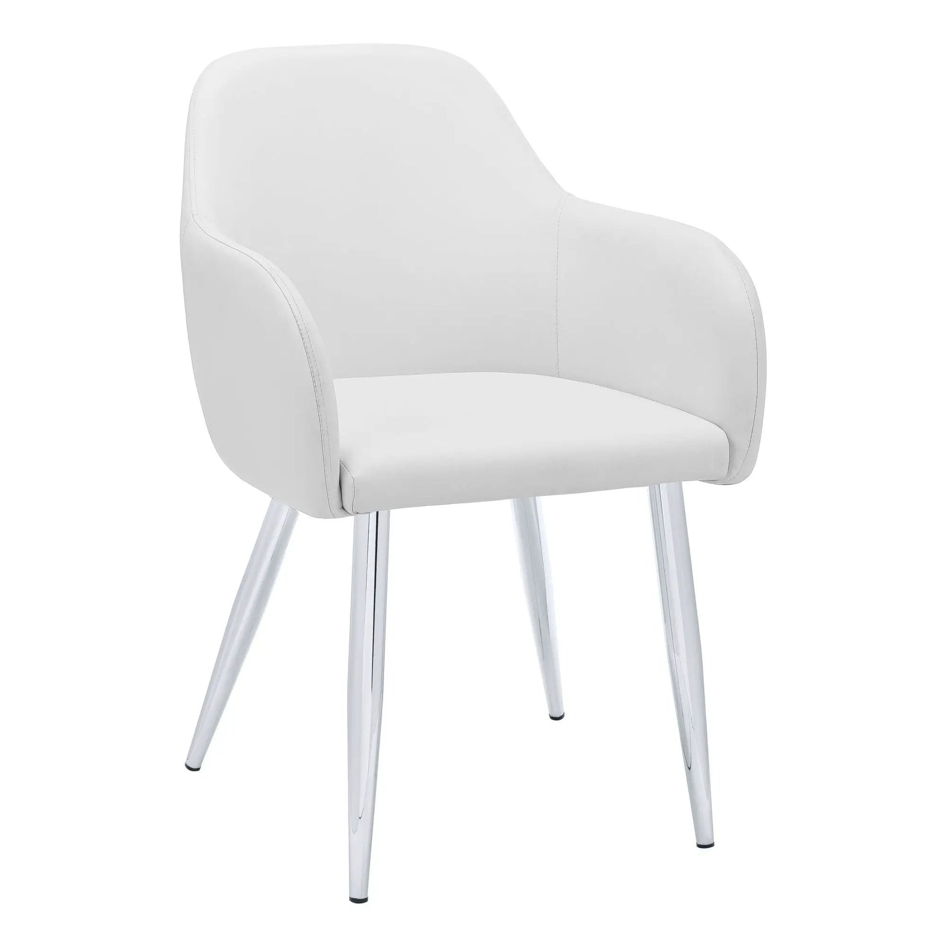 Dining side chairs upholstered white fabric with chrome legs, contemporary set of 2 on Tampa Home & Garden Store