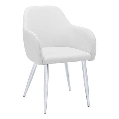 Dining side chairs upholstered white fabric with chrome legs, contemporary set of 2 on Tampa Home & Garden Store