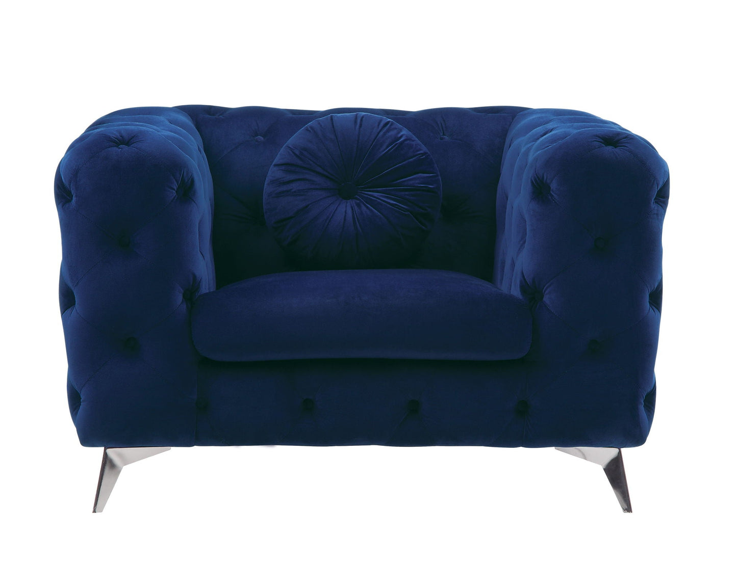 Atronia arm chair blue velvet tufted with round buttons by HouseOfZazla on Tampa Home & Garden Store
