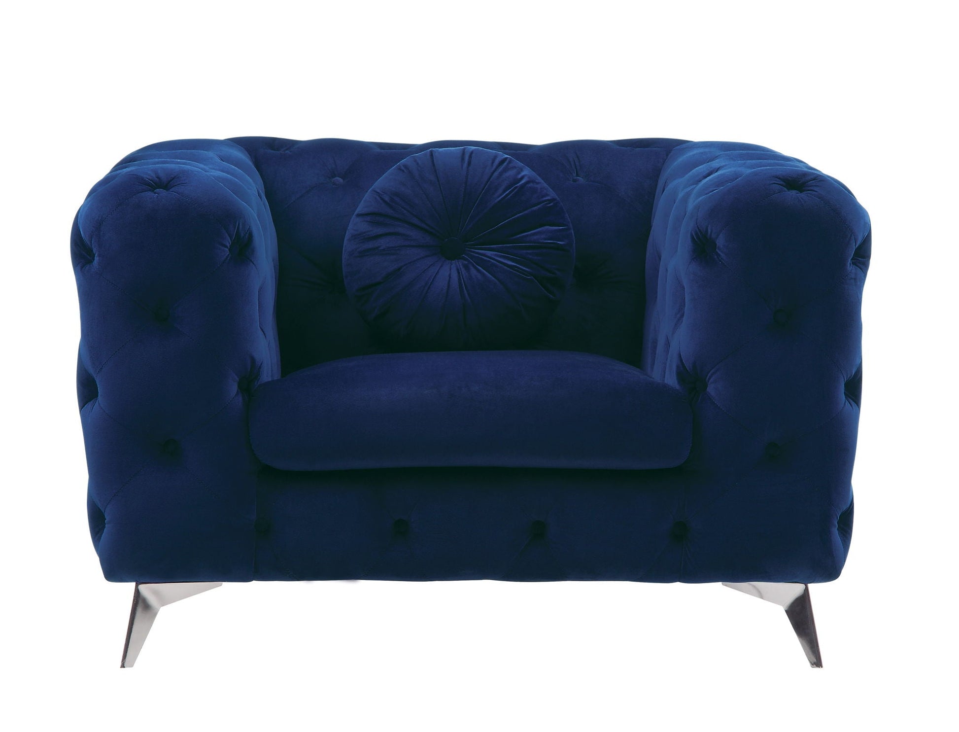Atronia arm chair blue velvet tufted with round buttons by HouseOfZazla on Tampa Home & Garden Store