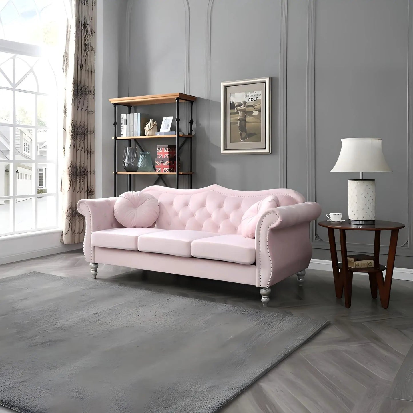 Hollywood Sofa with Glam Tufted Nailhead Trim