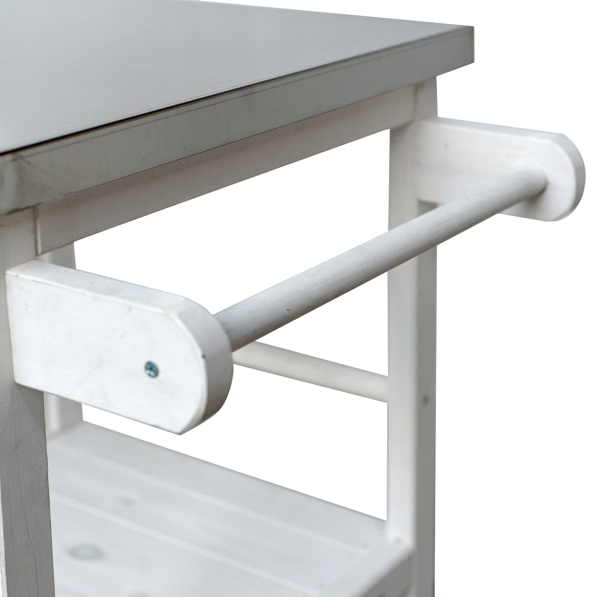 Outdoor kitchen island prep station in white fir wood with light gray top and end caps on Tampa Home & Garden Store