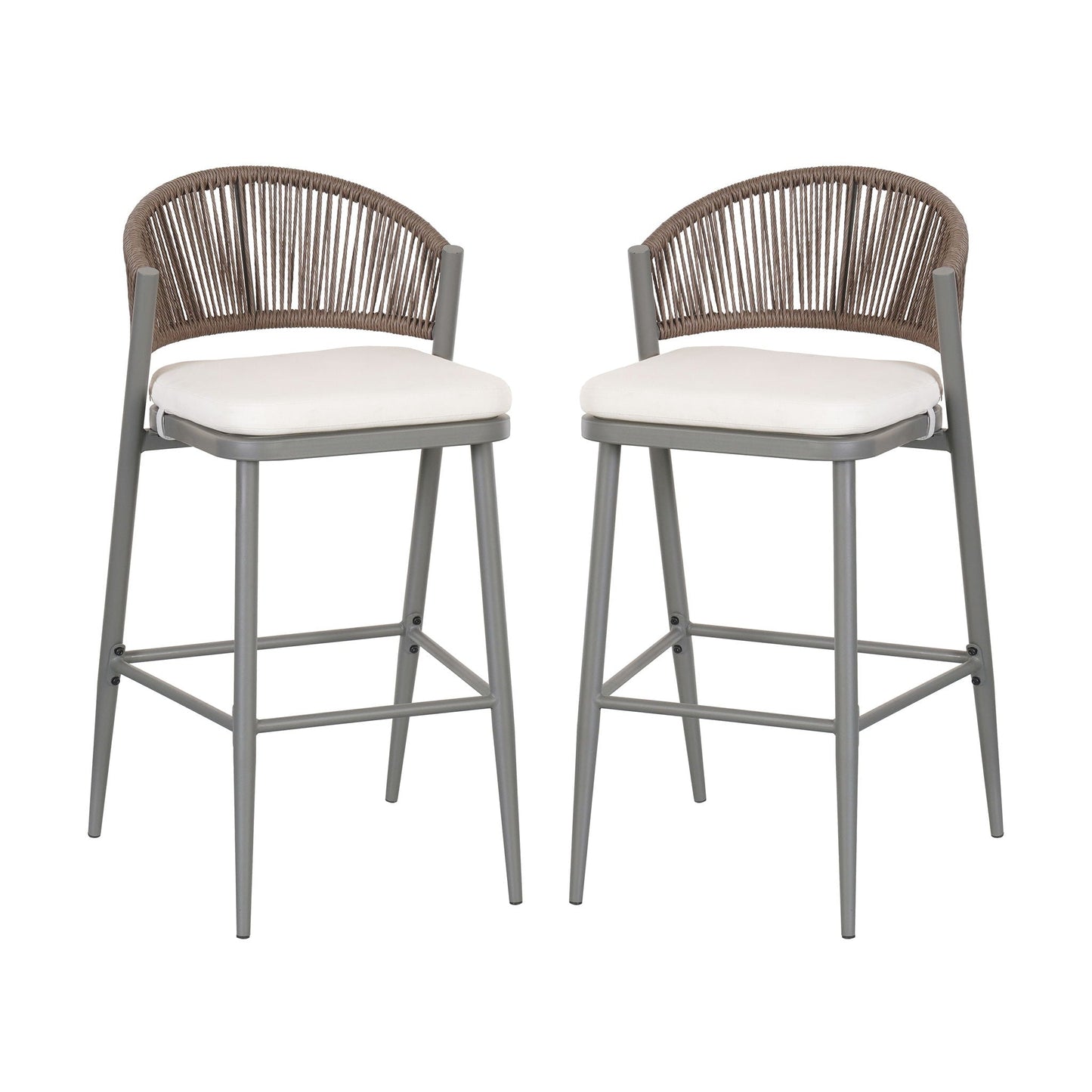 Outdoor Bar Stools With Scallop Cushion And Frame