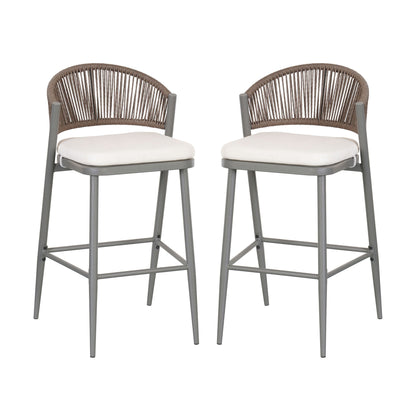 Outdoor Bar Stools With Scallop Cushion And Frame