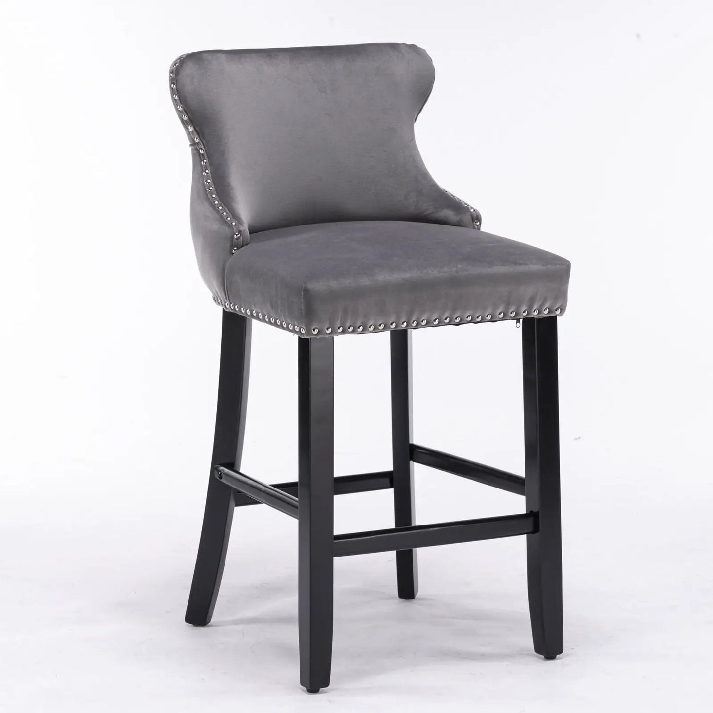 Contemporary Wing-Back Barstools with Tufting