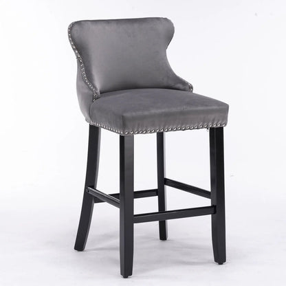 Contemporary Wing-Back Barstools with Tufting