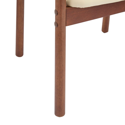 Beige Dining Room Chairs and Dark Walnut Frame