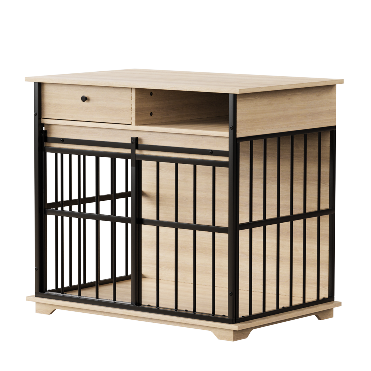Dog Cage Furniture for Small Dogs, wood top with black metal frame and drawer, 1 unit on Tampa Home & Garden Store