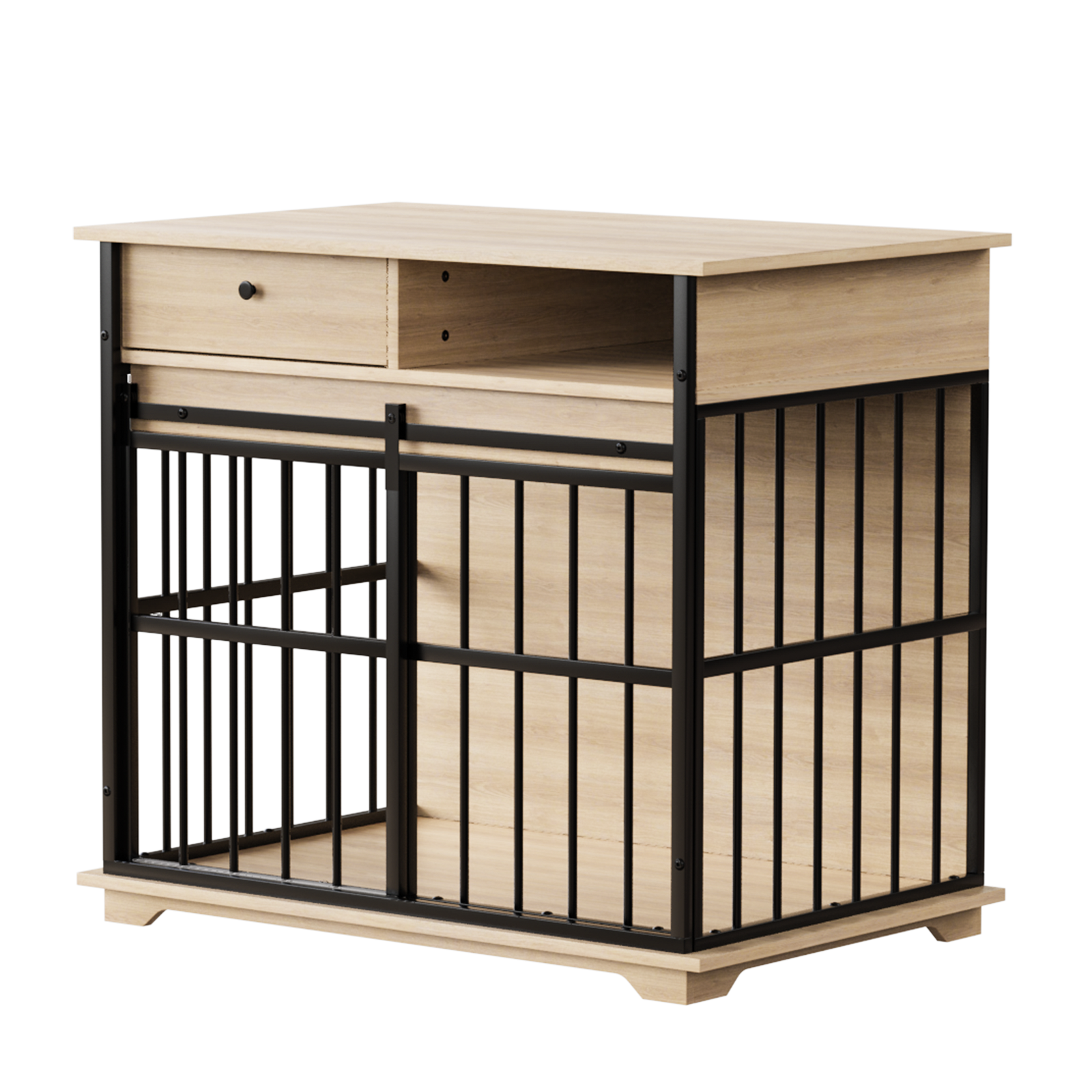 Dog Cage Furniture for Small Dogs, wood top with black metal frame and drawer, 1 unit on Tampa Home & Garden Store