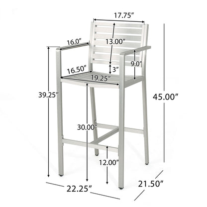 Outdoor Bar Stools set of 2, aluminum rust-proof, silver, HouseOfZazla on Tampa Home & Garden Store