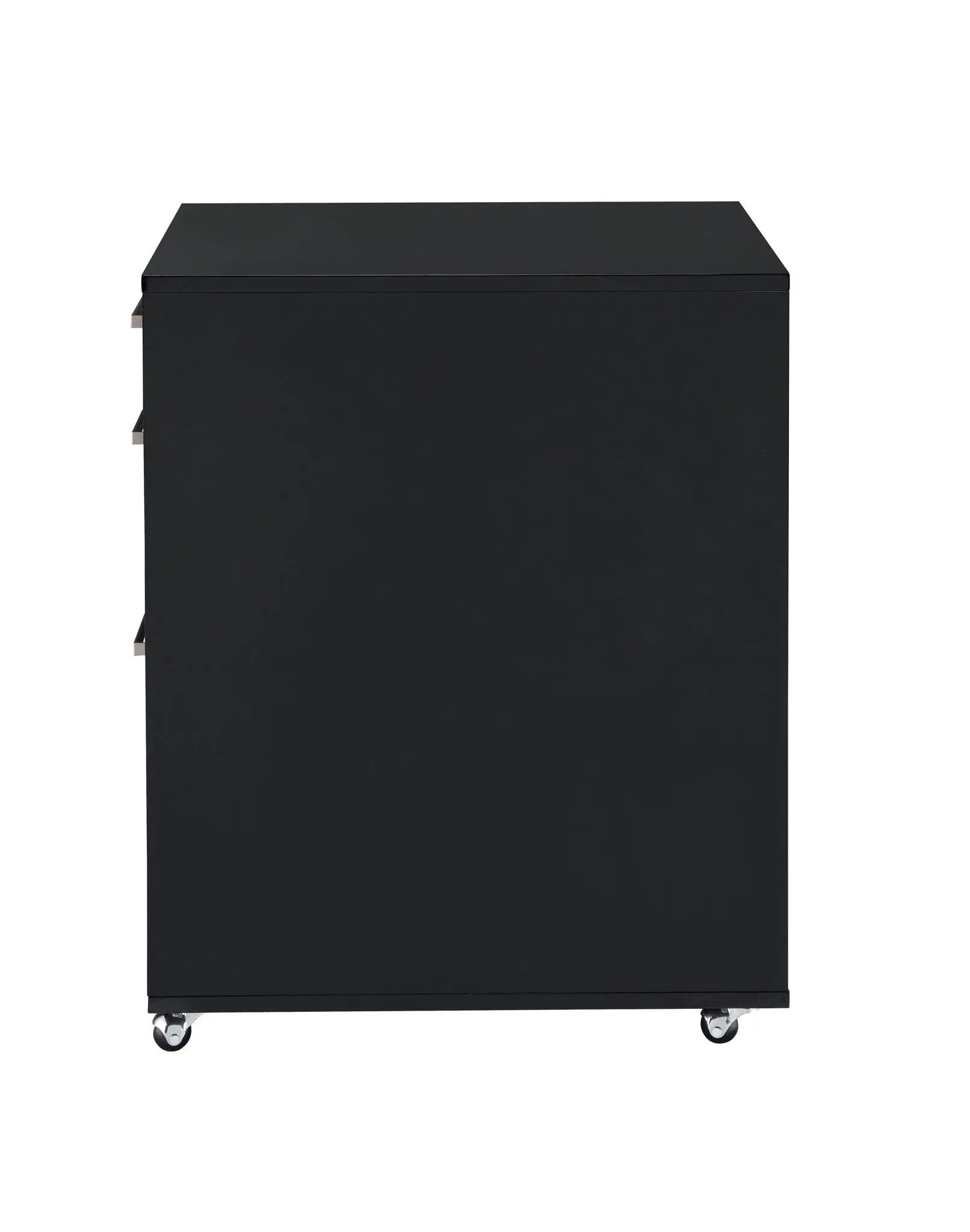 Coleen high gloss black filing cabinet on wheels with slim side handles on Tampa Home & Garden Store