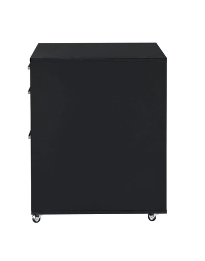 Coleen high gloss black filing cabinet on wheels with slim side handles on Tampa Home & Garden Store