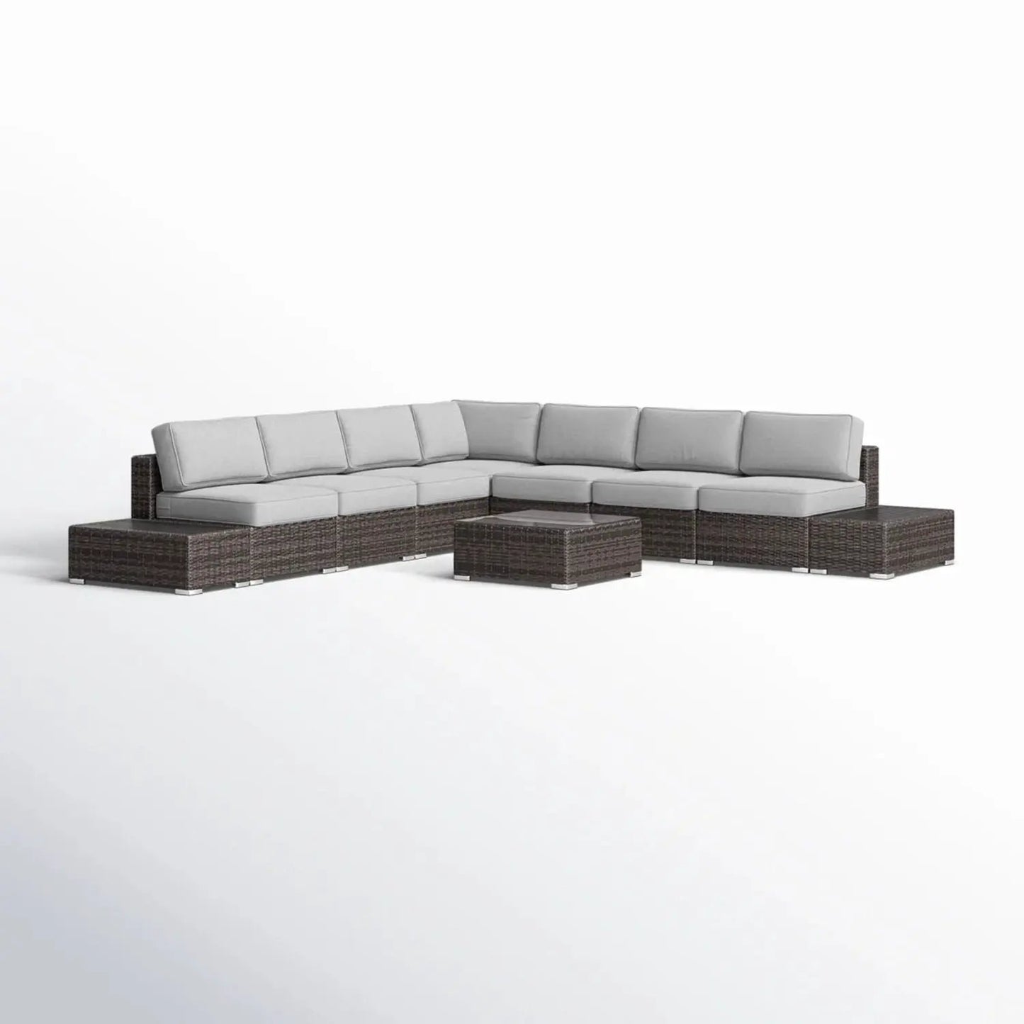 Wicker sectional seating group with cushions, 4-piece outdoor set in brown wicker on Tampa Home & Garden Store