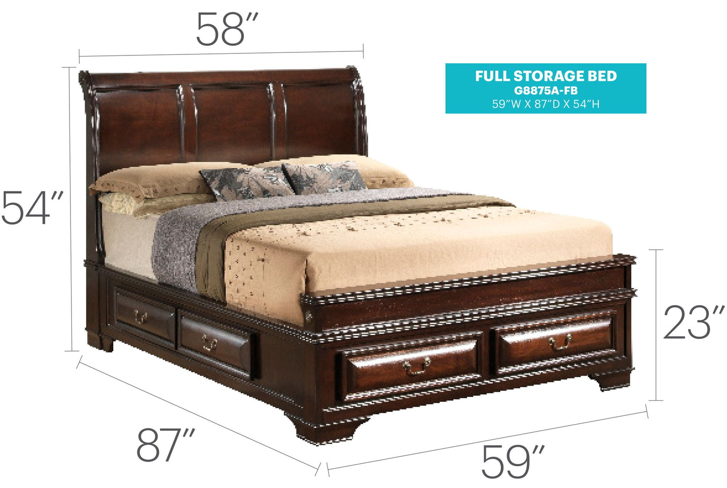 LaVita storage bed in dark brown wood with built-in under-bed drawers by HouseOfZazla on Tampa Home & Garden Store