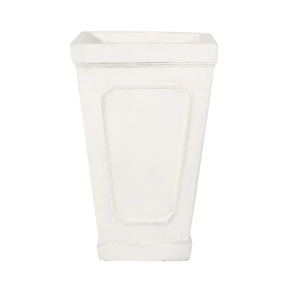 Outdoor Planter white ceramic with beveled top edge and paneled sides on Tampa Home & Garden Store